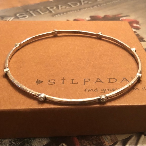 Silpada Sterling Silver Cubic Zirconia Star Studded Bangle Bracelet B2701 - Picture 7 of 15